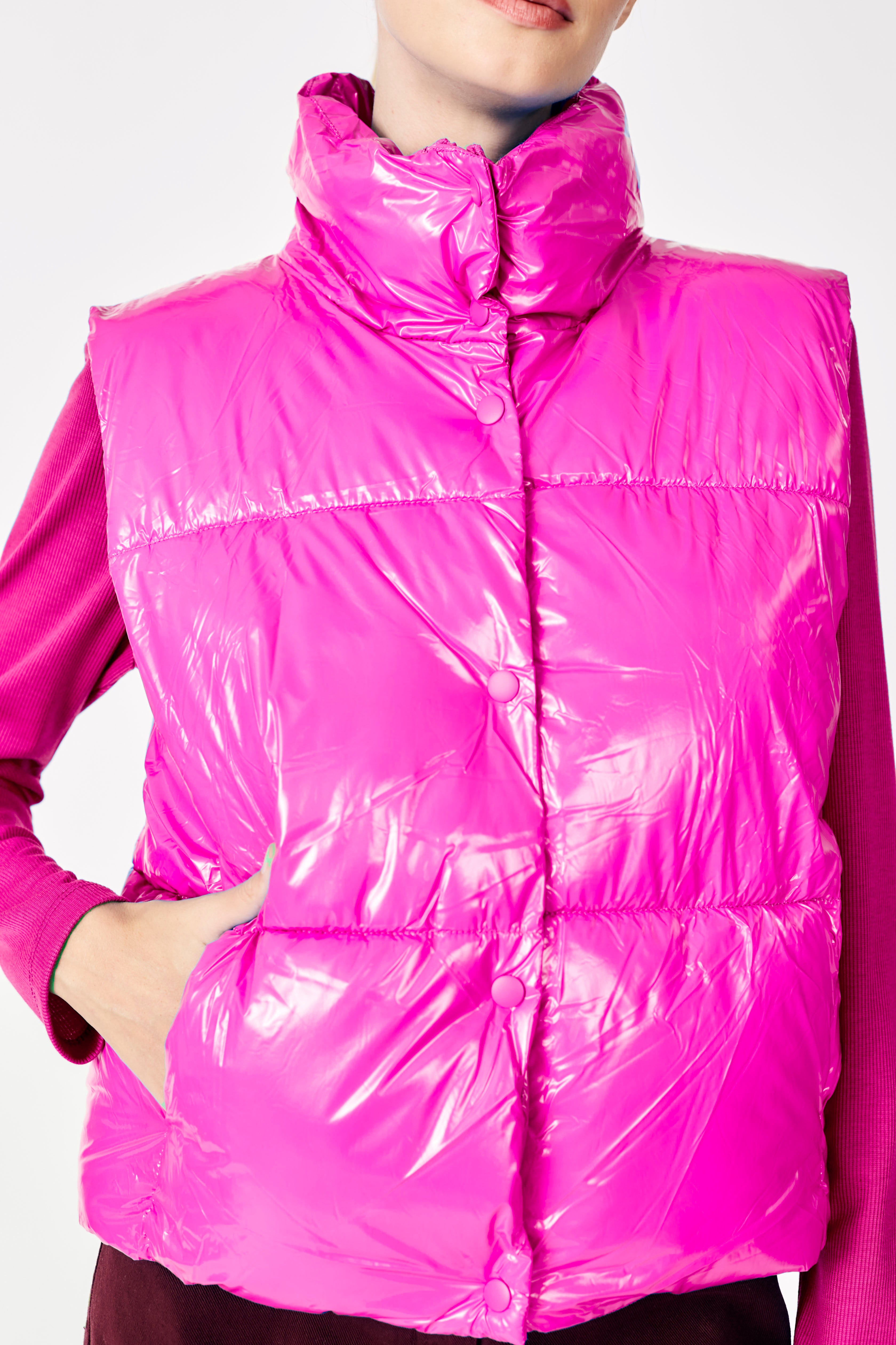 Crop Puffer Jacket in Fuchsia – MOZELLE boutique