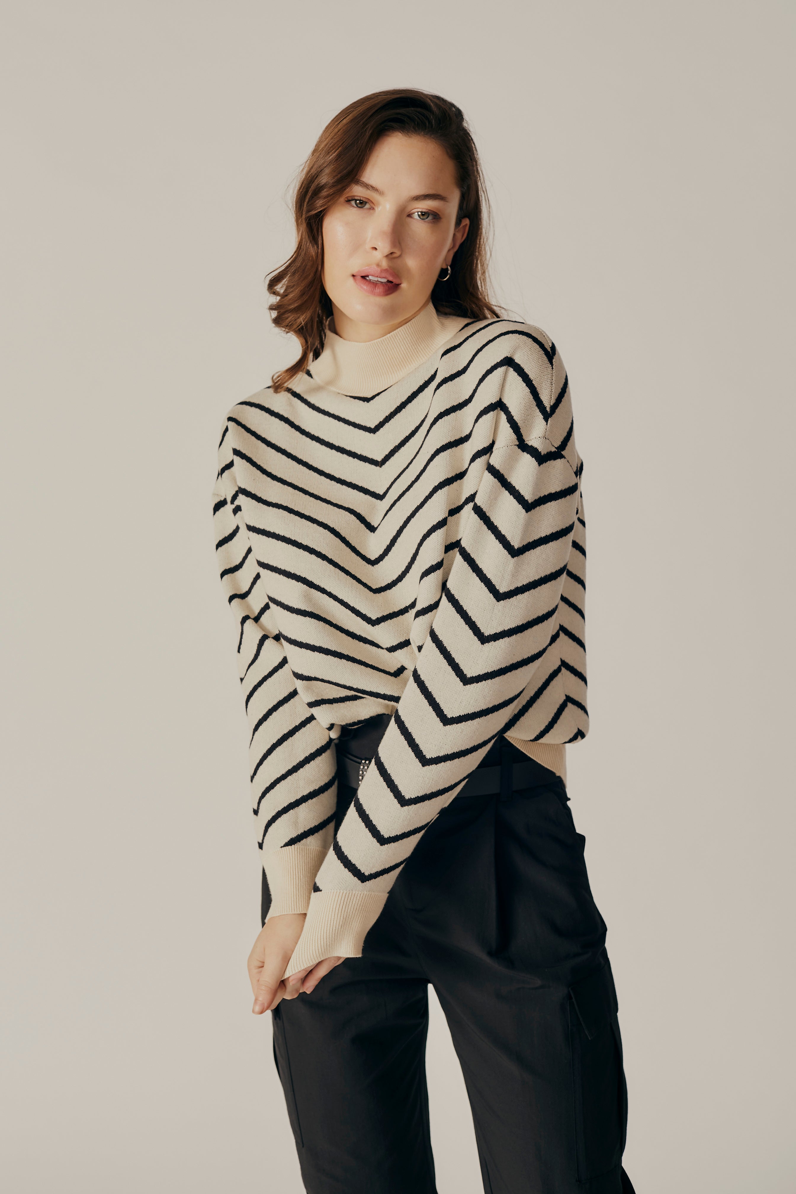 WEIGELA STRIPED TURTLENECK SWEATER